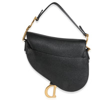 Black Grained Calfskin Mini Saddle Bag