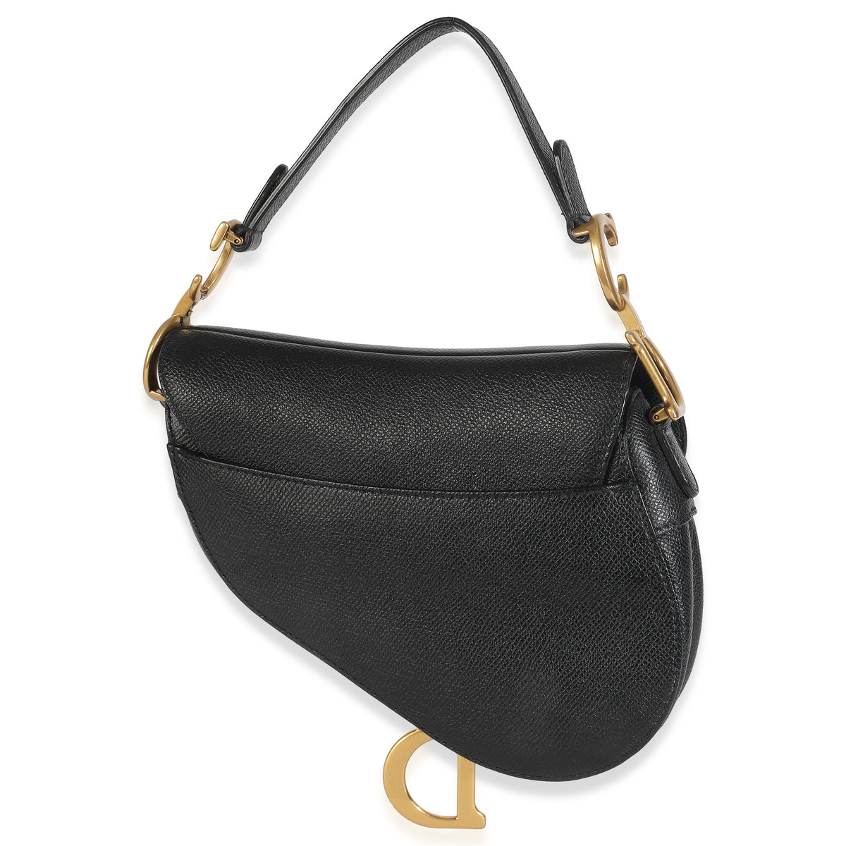 Black Grained Calfskin Mini Saddle Bag