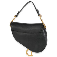 Black Grained Calfskin Mini Saddle Bag
