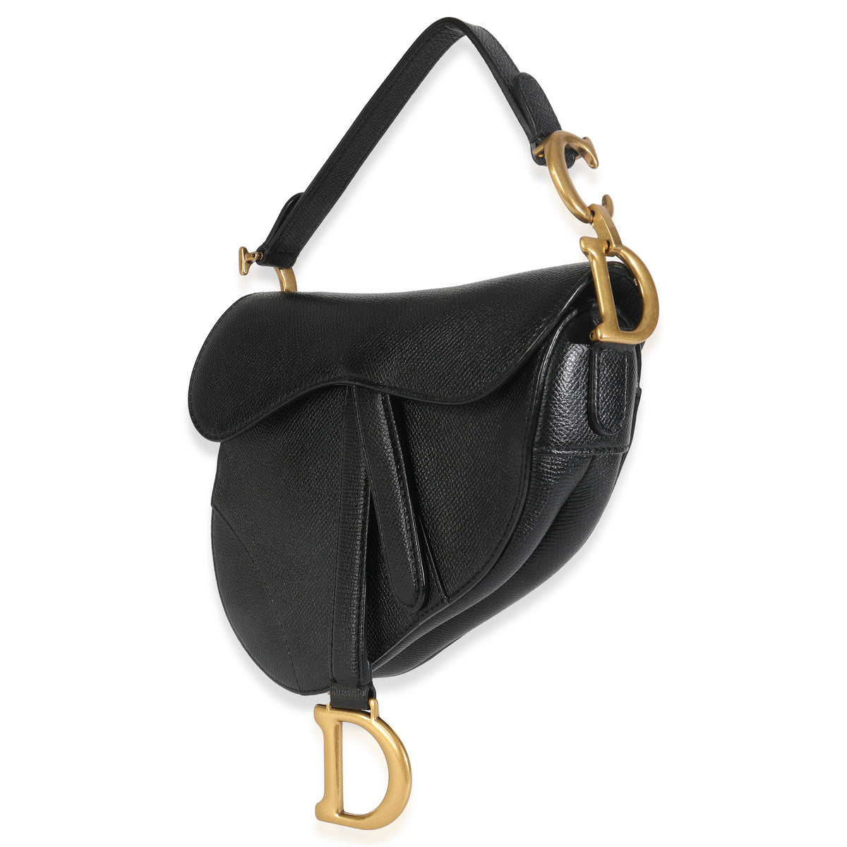Black Grained Calfskin Mini Saddle Bag