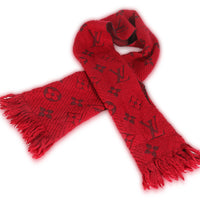 Red Wool Silk Logomania Shine Scarf