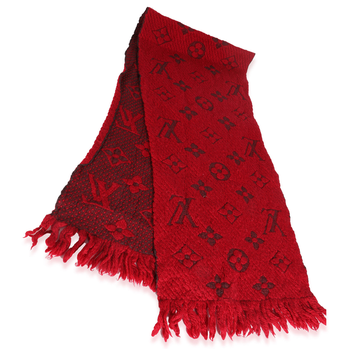 Red Wool Silk Logomania Shine Scarf