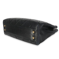 Vintage Beige Cut Out Black Quilted Lambskin Chain Tote