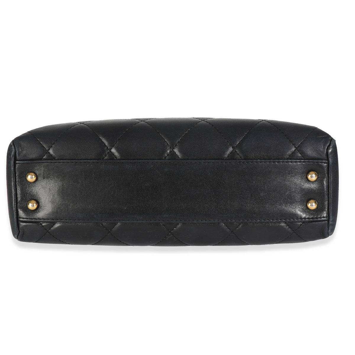 Vintage Beige Cut Out Black Quilted Lambskin Chain Tote