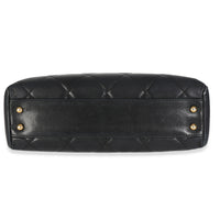 Vintage Beige Cut Out Black Quilted Lambskin Chain Tote