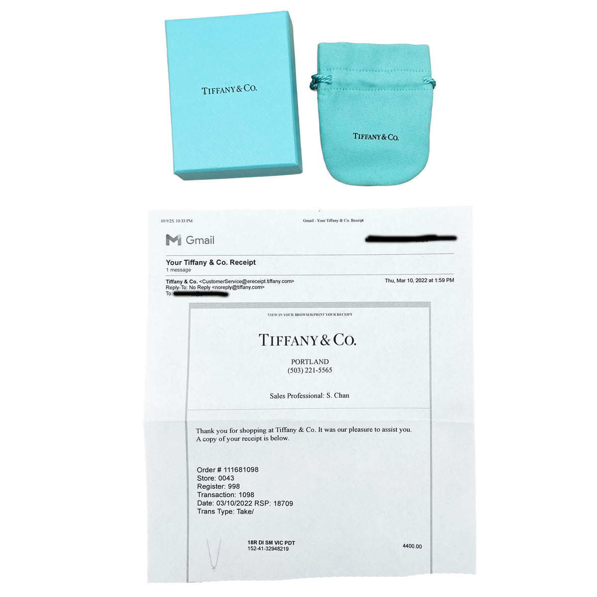 Tiffany & Co. Rose Gold Diamond Small Model Victoria Pendant box