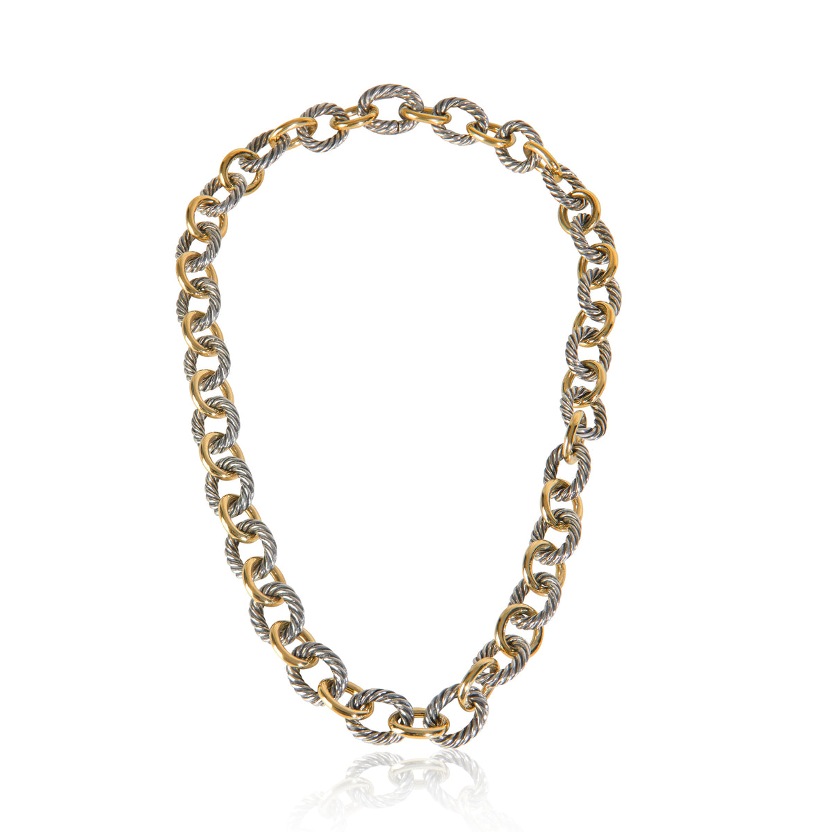 Yellow Gold & Sterling Silver  Oval Link Necklace