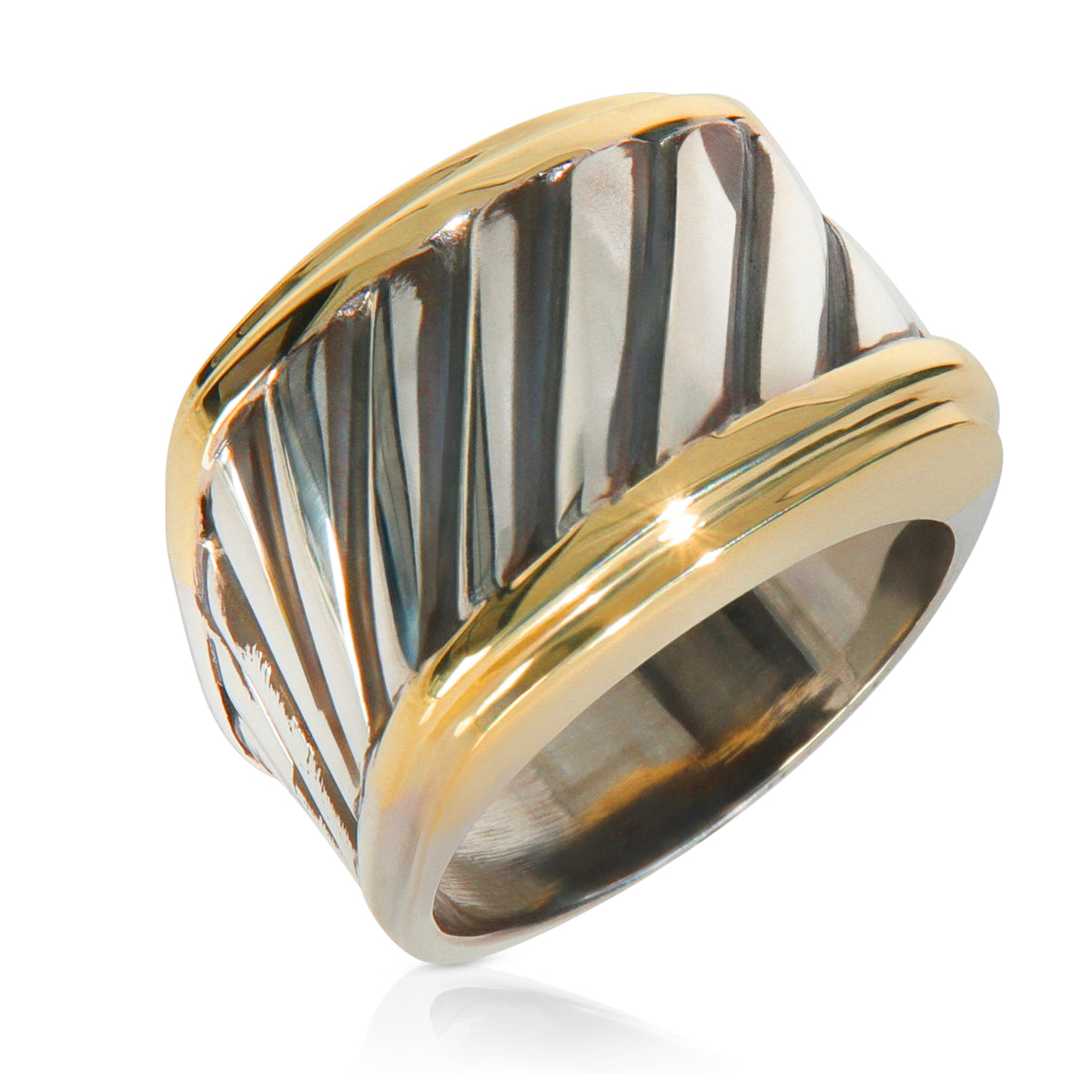Yellow Gold & Sterling Silver  Cigar Band