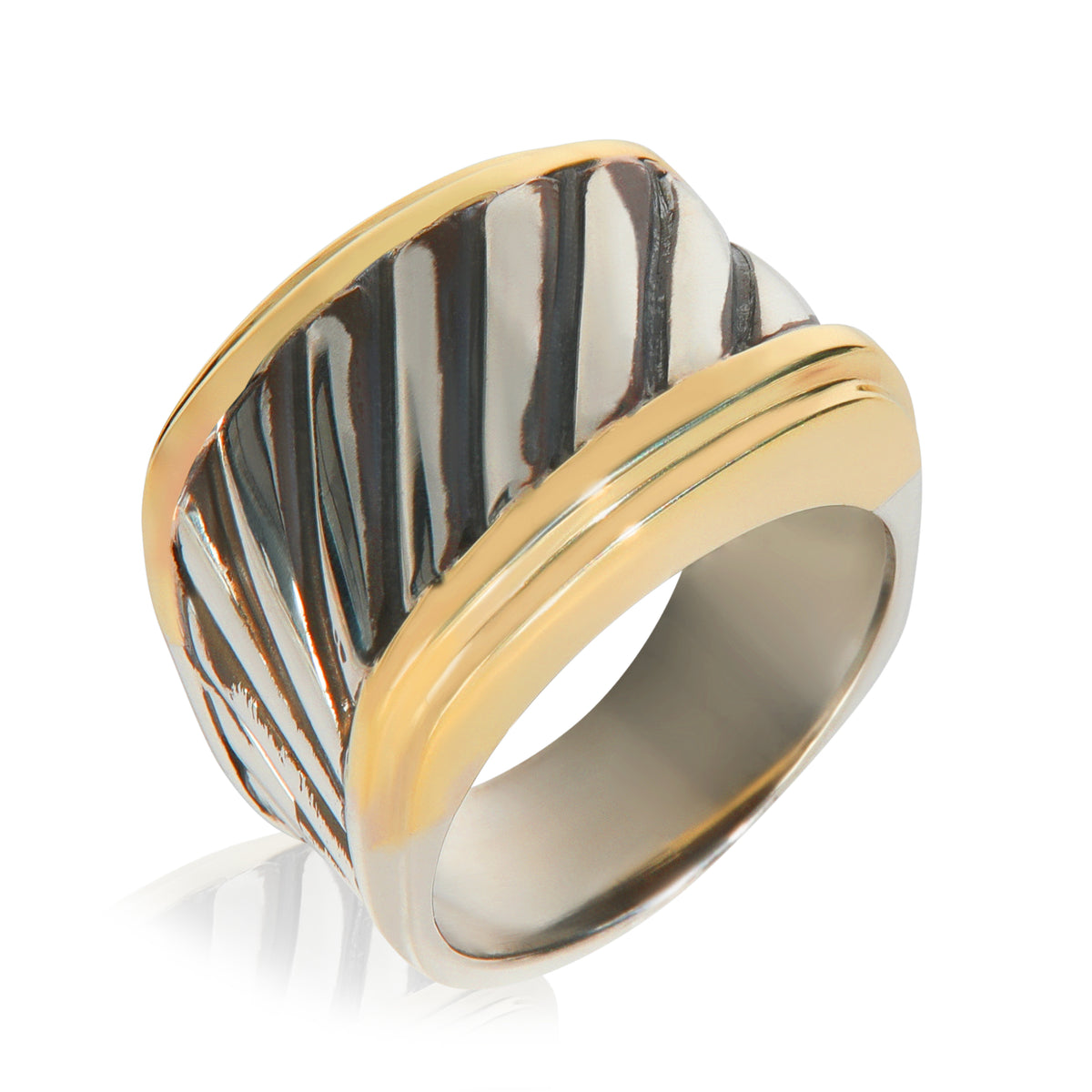 Yellow Gold & Sterling Silver  Cigar Band