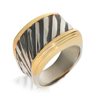 Yellow Gold & Sterling Silver  Cigar Band