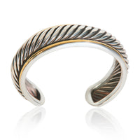 Yellow Gold & Sterling Silver  Cable Cuff Bracelet