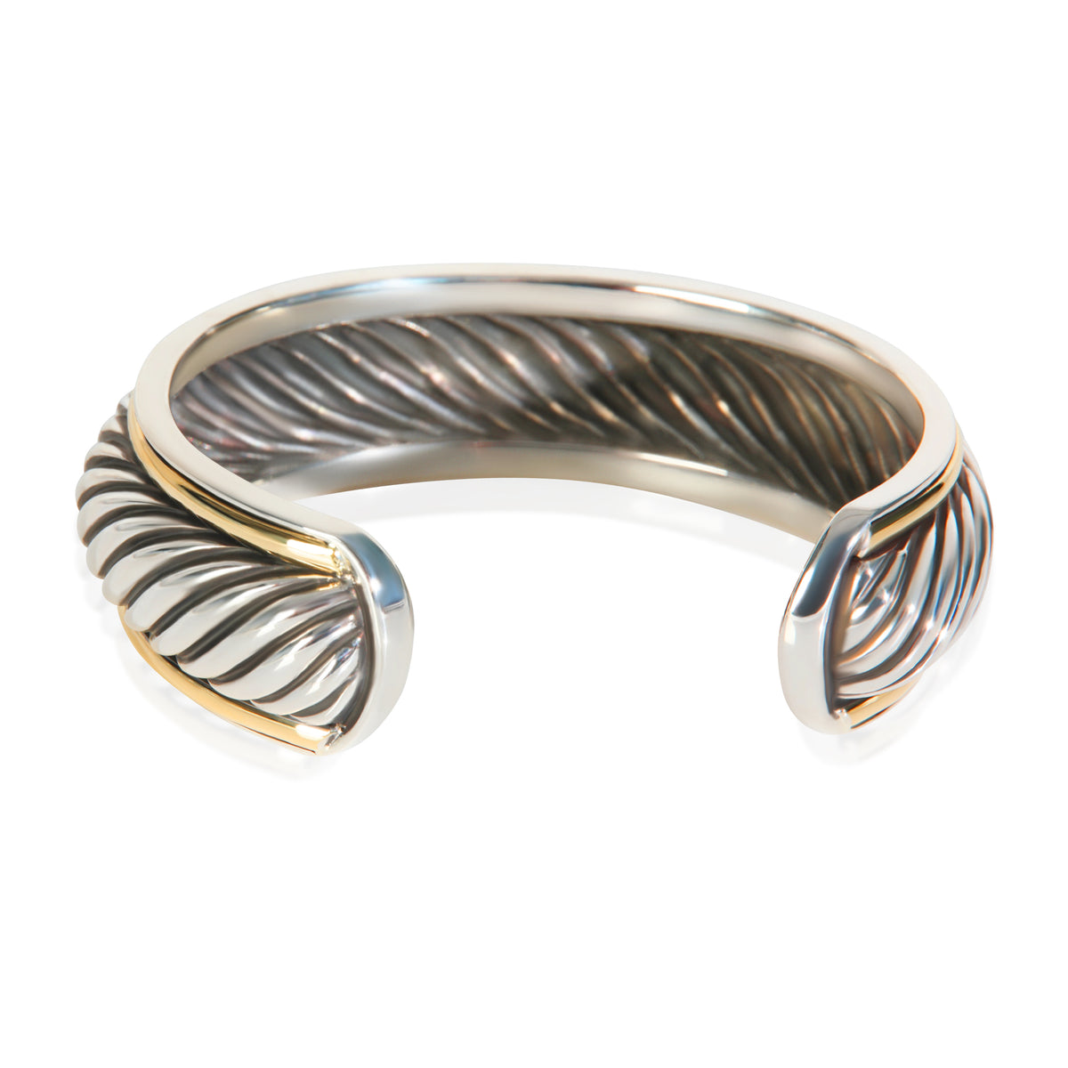 Yellow Gold & Sterling Silver  Cable Cuff Bracelet