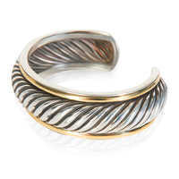 Yellow Gold & Sterling Silver  Cable Cuff Bracelet
