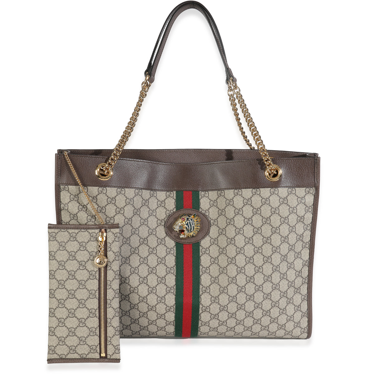 Beige New Acero GG Supreme Canvas Large Rajah Chain Tote