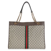 Beige New Acero GG Supreme Canvas Large Rajah Chain Tote