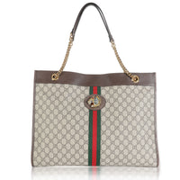 Beige New Acero GG Supreme Canvas Large Rajah Chain Tote
