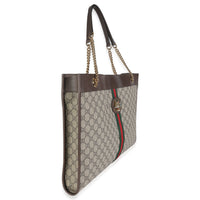 Beige New Acero GG Supreme Canvas Large Rajah Chain Tote