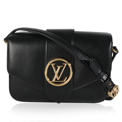 Louis Vuitton Black Smooth Calfskin LV Pont 9 Handbag fv
