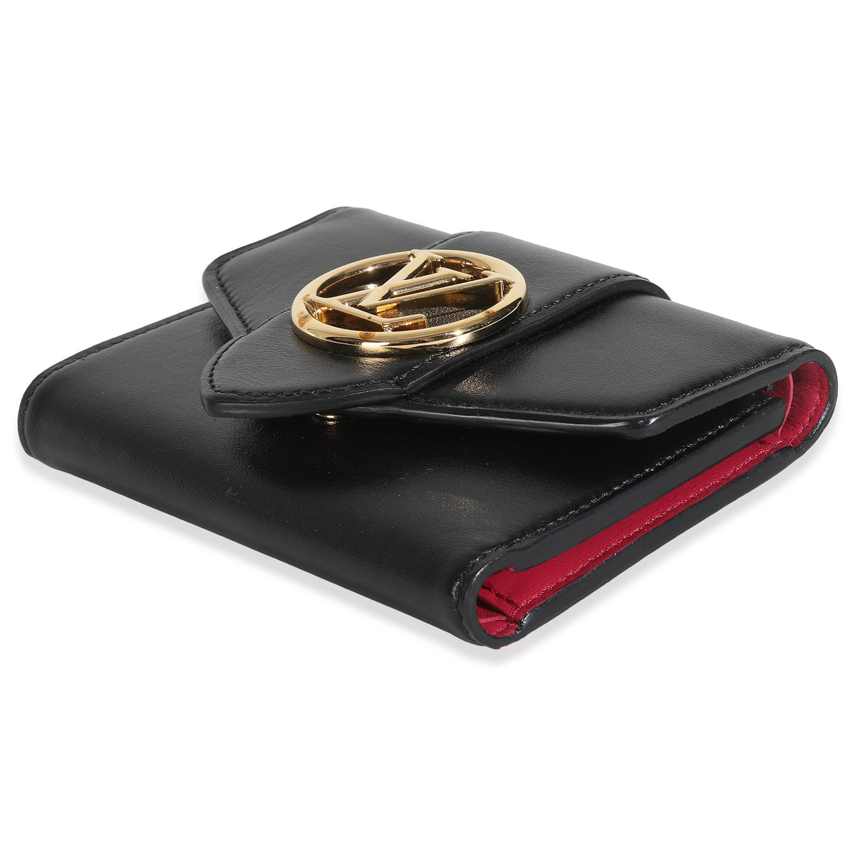 Black Smooth Calfskin LV Pont 9 Compact Wallet