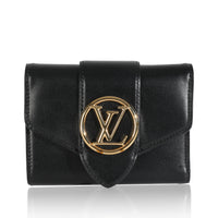 Black Smooth Calfskin LV Pont 9 Compact Wallet