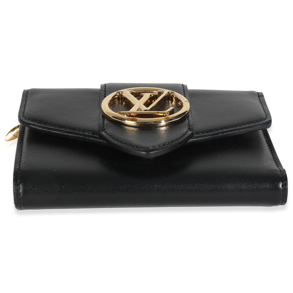 Black Smooth Calfskin LV Pont 9 Compact Wallet