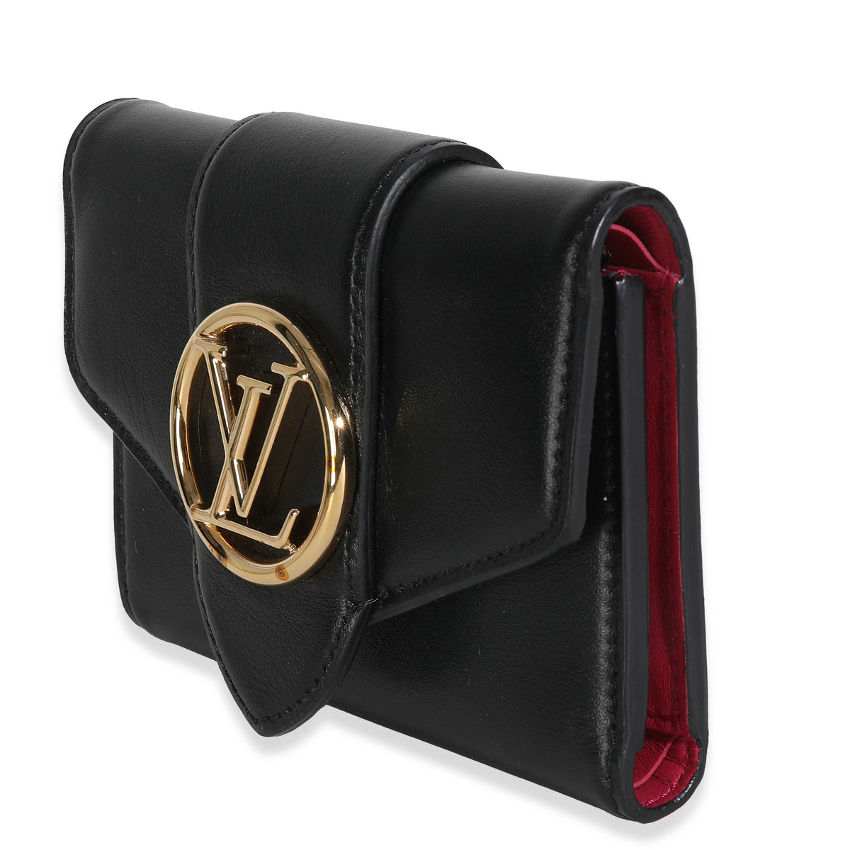Black Smooth Calfskin LV Pont 9 Compact Wallet