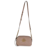 Taupe Calfskin Matelasse Small GG Marmont Chain Shoulder Bag