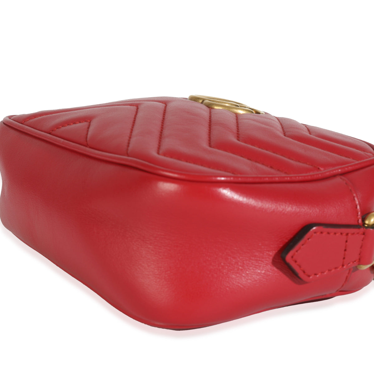 Red Matelasse Calfskin Mini GG Marmont Chain Shoulder Bag
