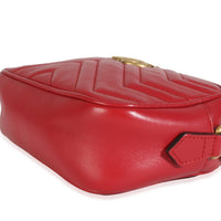 Red Matelasse Calfskin Mini GG Marmont Chain Shoulder Bag