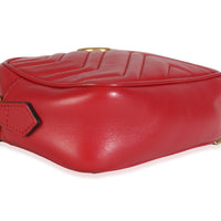 Red Matelasse Calfskin Mini GG Marmont Chain Shoulder Bag