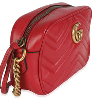 Red Matelasse Calfskin Mini GG Marmont Chain Shoulder Bag