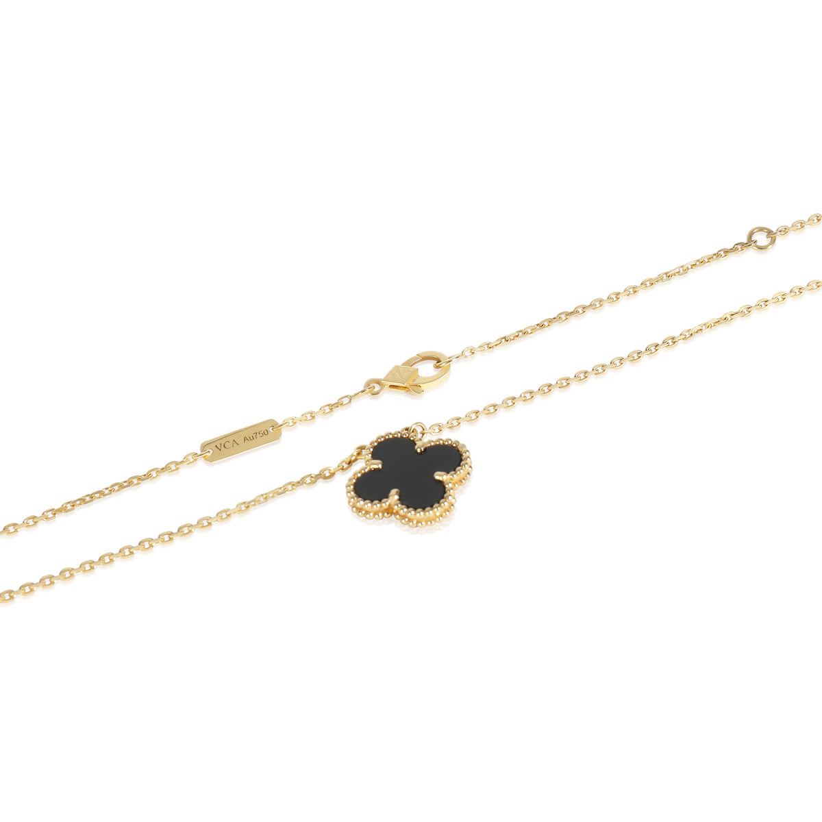 Yellow Gold Onyx Vintage Alhambra Pendant