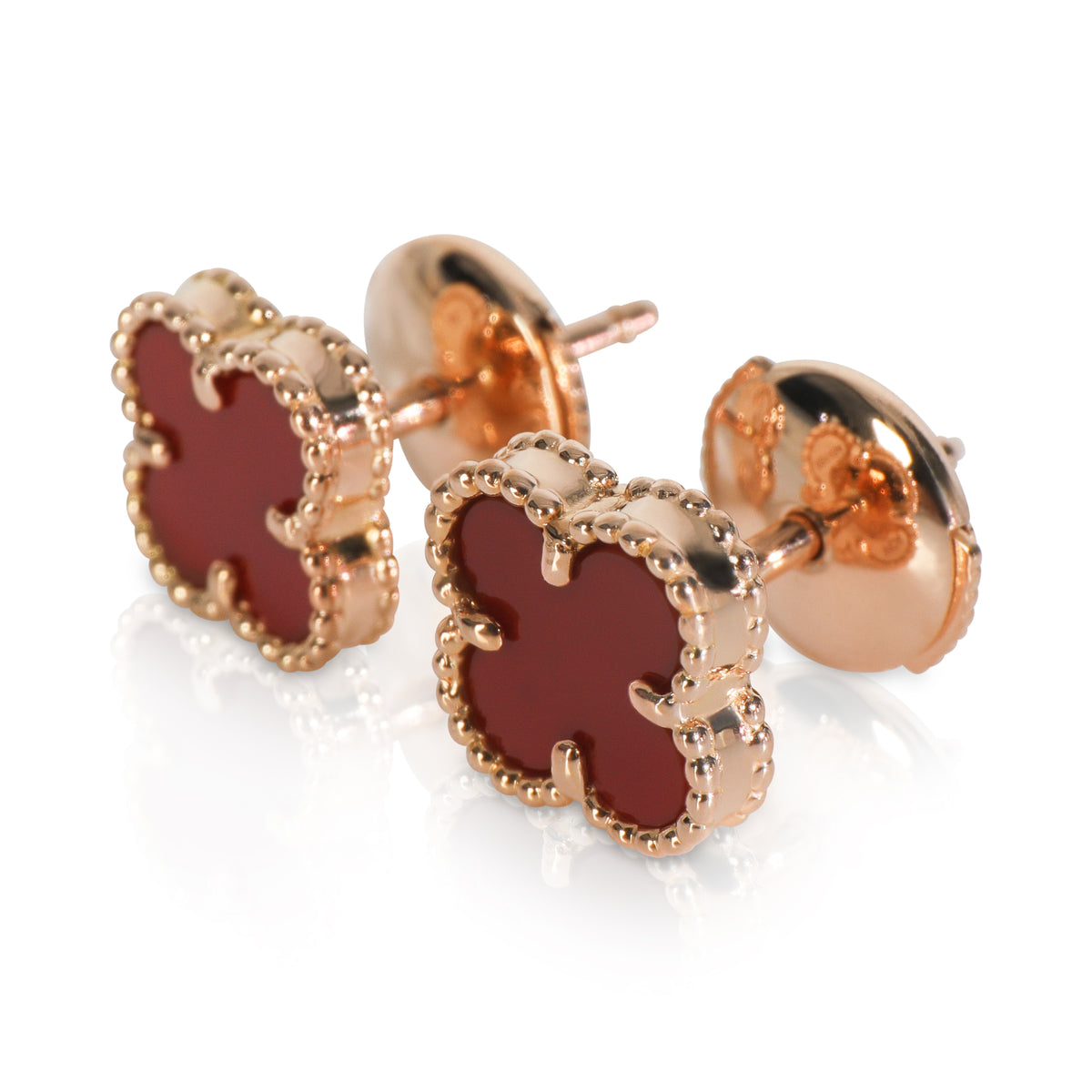 Rose Gold Carnelian Sweet Alhambra Earrings