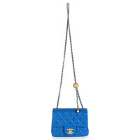 Blue Quilted Lambskin Mini Pearl Crush Flap Bag