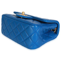 Blue Quilted Lambskin Mini Pearl Crush Flap Bag
