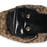 Black Leather Beige GG Canvas Tote