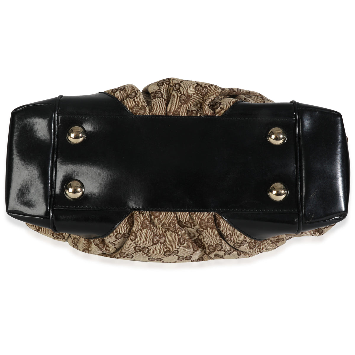 Black Leather Beige GG Canvas Tote