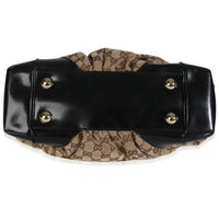 Black Leather Beige GG Canvas Tote