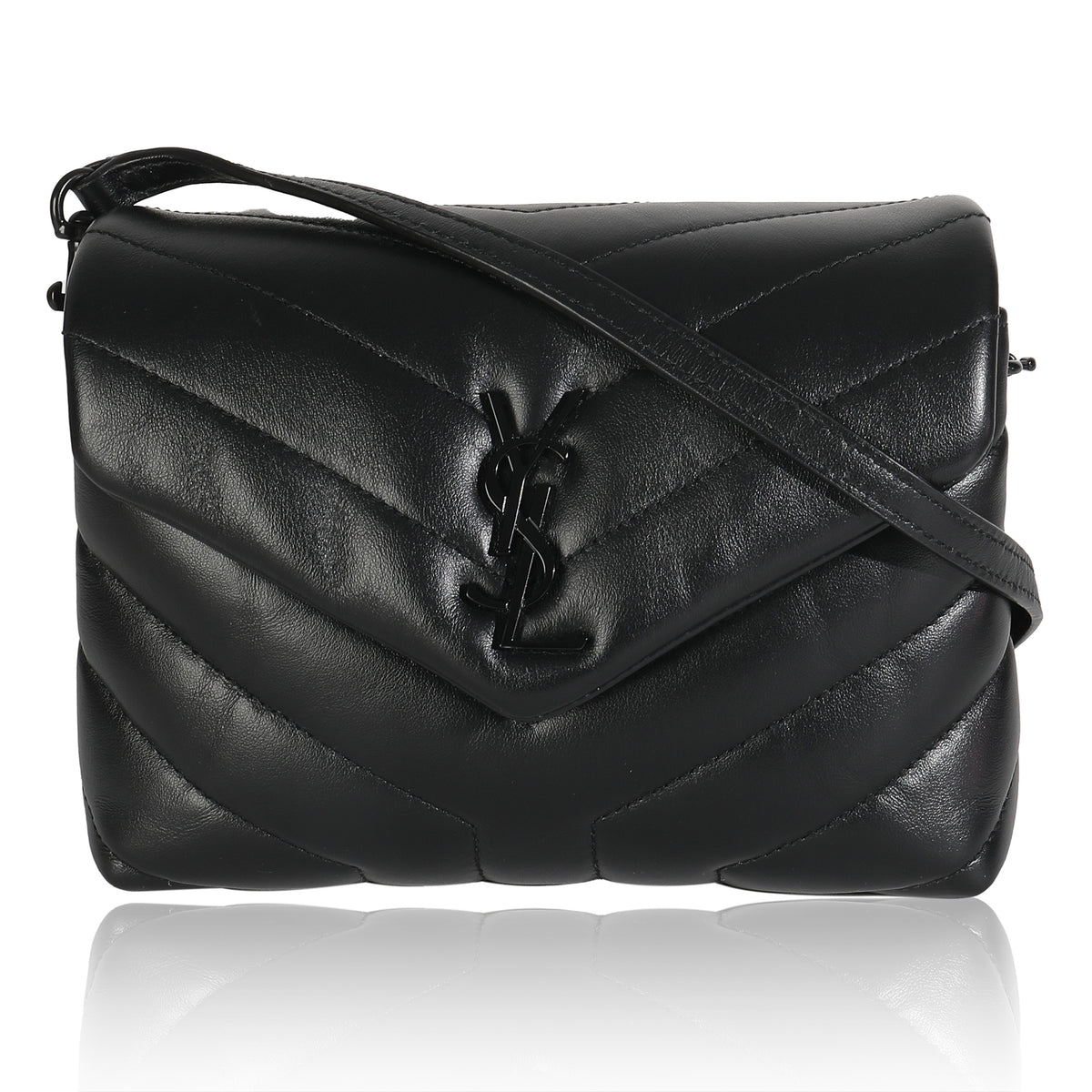 Black Calfskin Y Quilted Monogram Monochrome Toy Loulou Bag