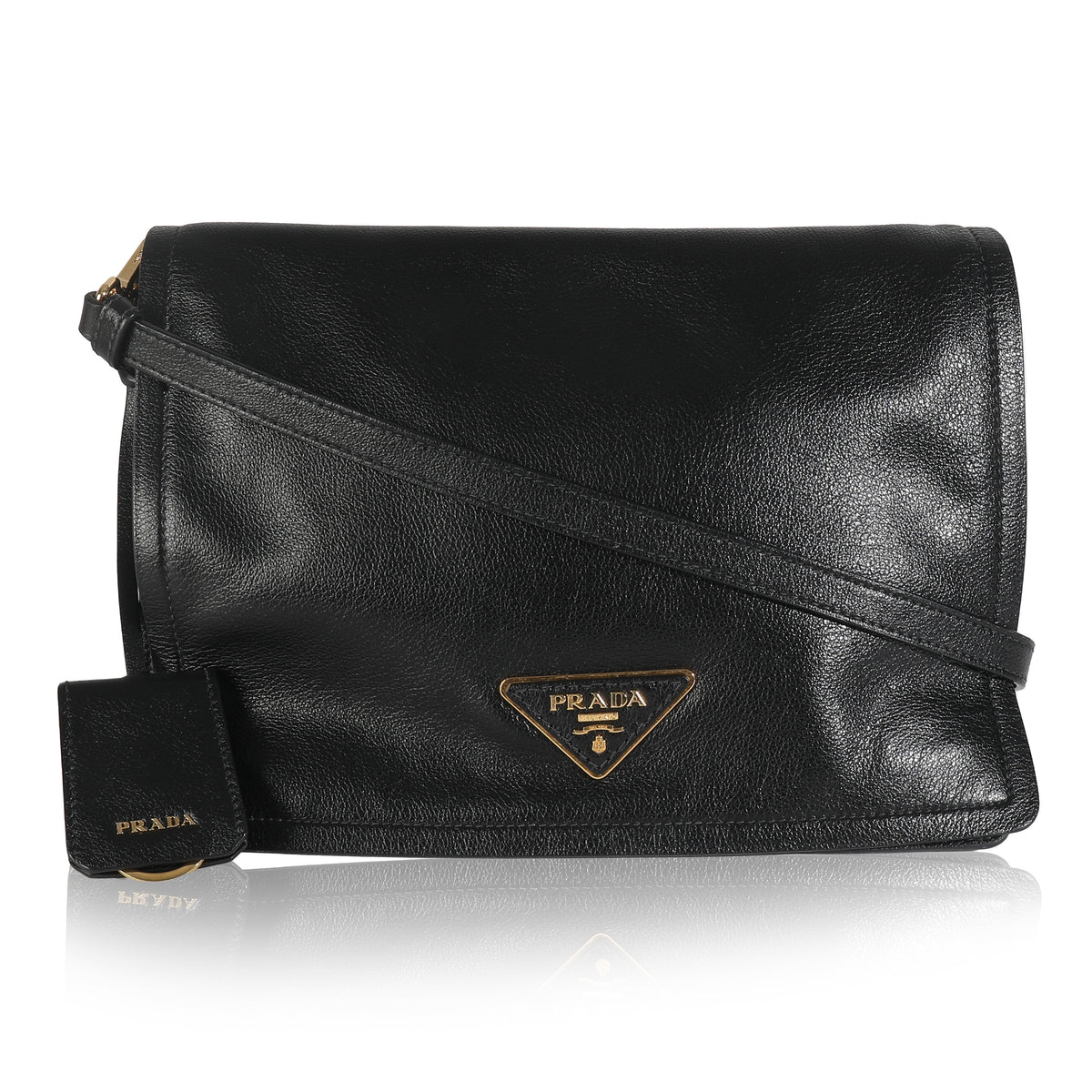 Black Glace Calf Full Flap Shoulder Bag