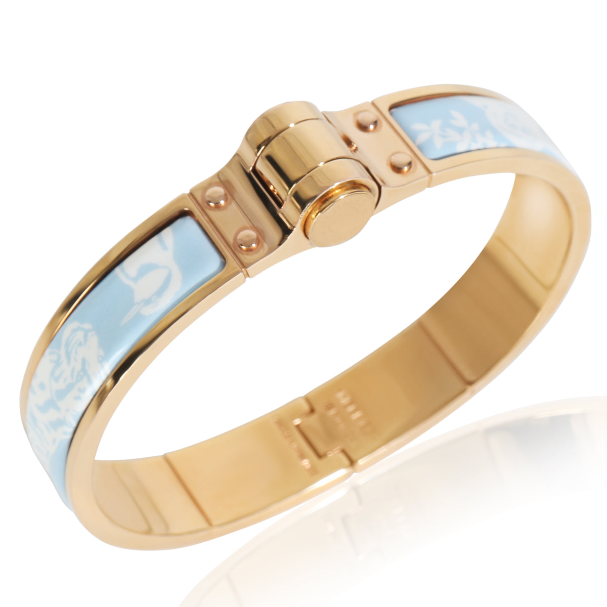 Gold-Plated  Tendresse Feline Tattoo Hinged Narrow Enamel Bracelet