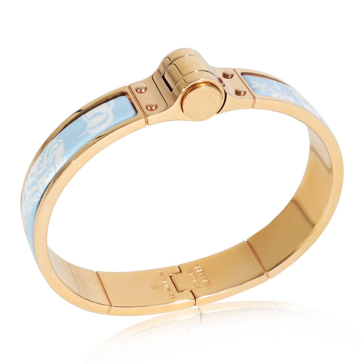 Gold-Plated  Tendresse Feline Tattoo Hinged Narrow Enamel Bracelet