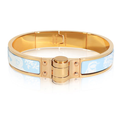Gold-Plated  Tendresse Feline Tattoo Hinged Narrow Enamel Bracelet