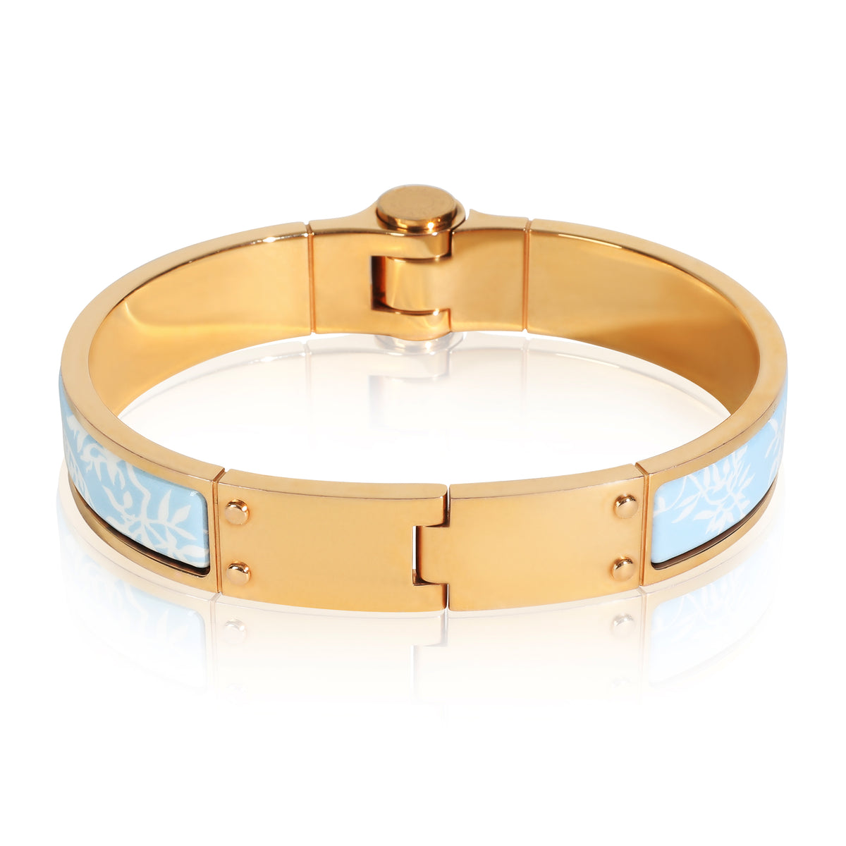Gold-Plated  Tendresse Feline Tattoo Hinged Narrow Enamel Bracelet