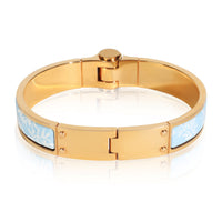 Gold-Plated  Tendresse Feline Tattoo Hinged Narrow Enamel Bracelet