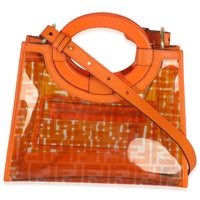 Fendi Orange TPU FF Vitello Century Plexiglass Small Runaway Shopper Tote Handbag av