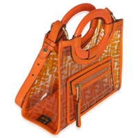 Fendi Orange TPU FF Vitello Century Plexiglass Small Runaway Shopper Tote Handbag pv