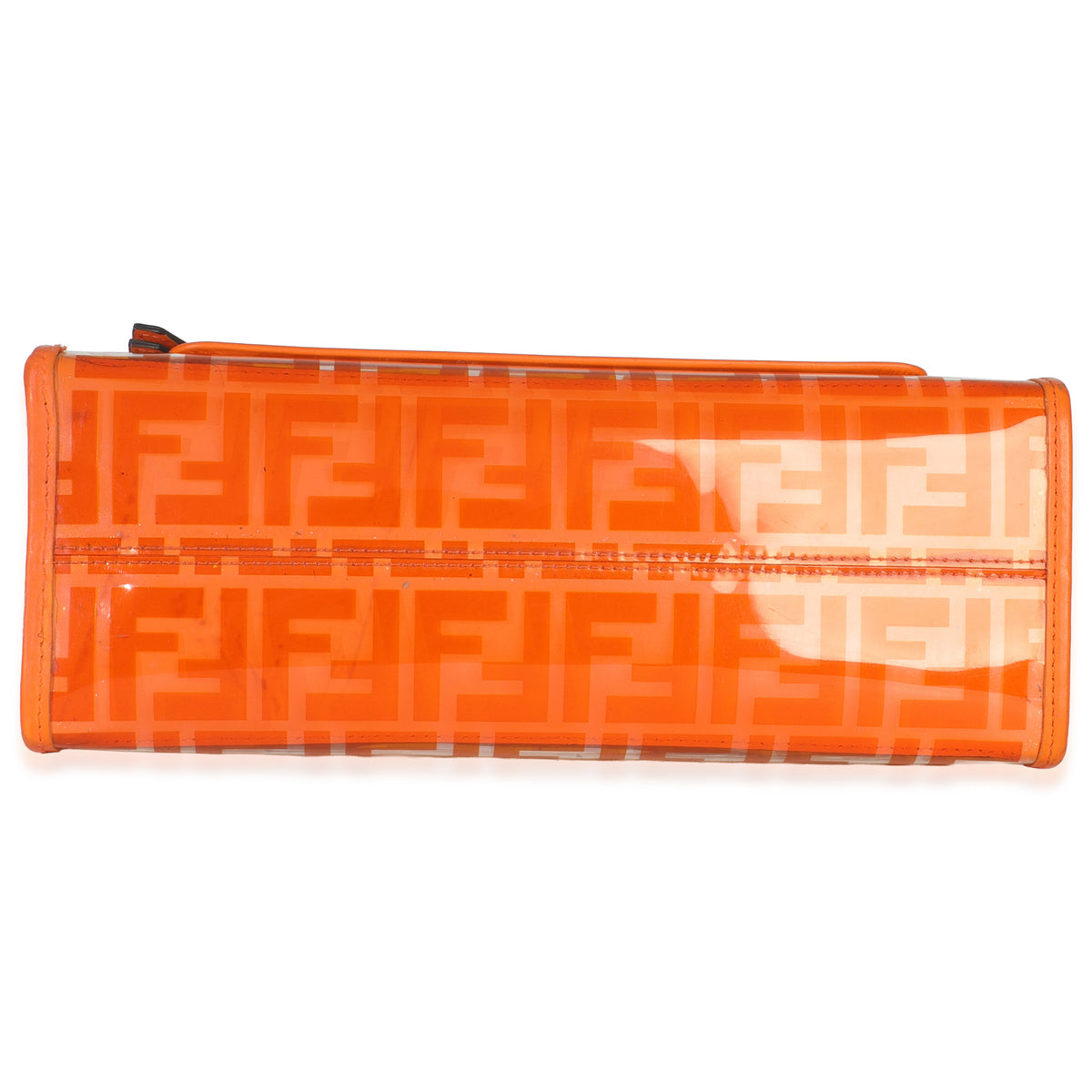 Fendi Orange TPU FF Vitello Century Plexiglass Small Runaway Shopper Tote Handbag stamp