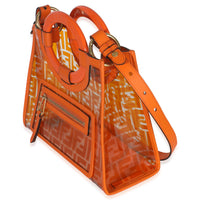 Fendi Orange TPU FF Vitello Century Plexiglass Small Runaway Shopper Tote Handbag sv