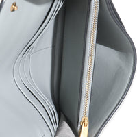 Grey Stone Grained Calfskin Saddle Chain Wallet Pouch